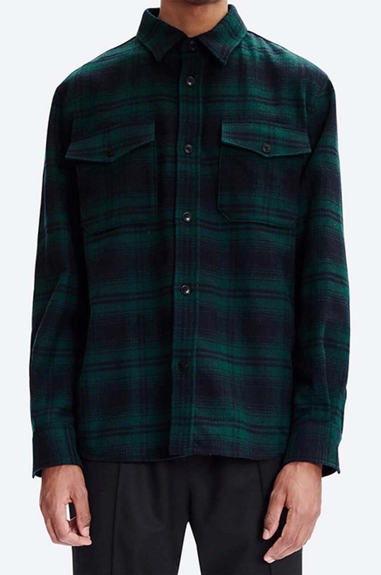 A.P.C. wool shirt Surchemise Leo green WVBAU.H02698