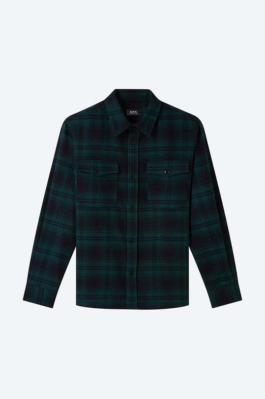 A.P.C. wool shirt Surchemise Leo WVBAU.H02698 green