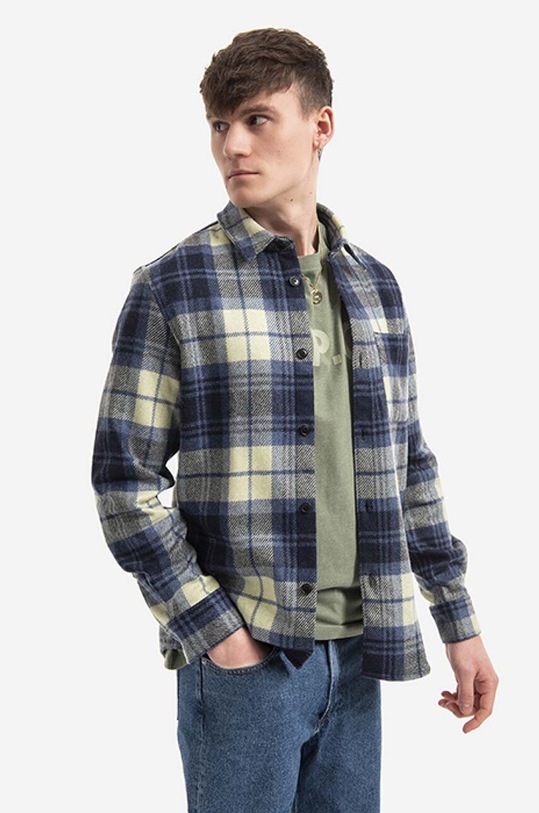 A.P.C. wool shirt Surchemise Trek classic navy WOANC.H02396