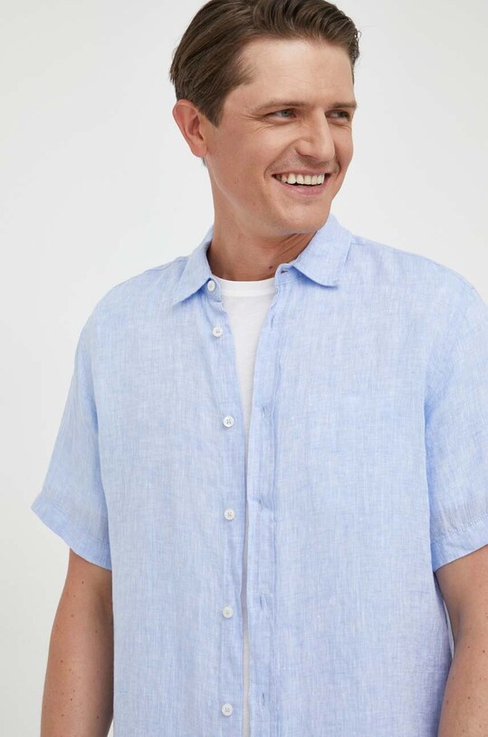 Сорочка з льону United Colors of Benetton casual блакитний 5BKU5QJH8.907