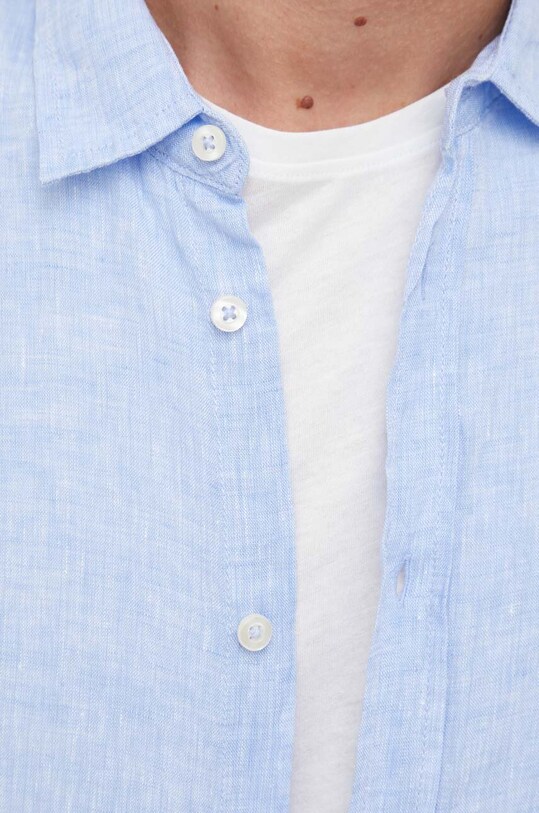Сорочка з льону United Colors of Benetton 5BKU5QJH8.907 блакитний