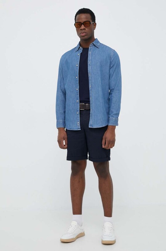 Τζιν πουκάμισο United Colors of Benetton 5FV6UQ001.902 μπλε AA00