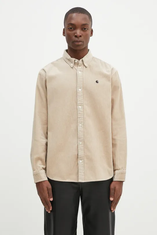 Carhartt WIP corduroy shirt button-down beige I029958.WALL.BLACK