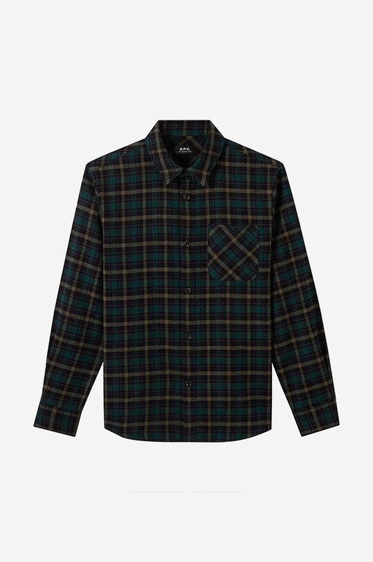 Сорочка з домішкою вовни A.P.C. Surchemise Trek зелений COEZX.H02396
