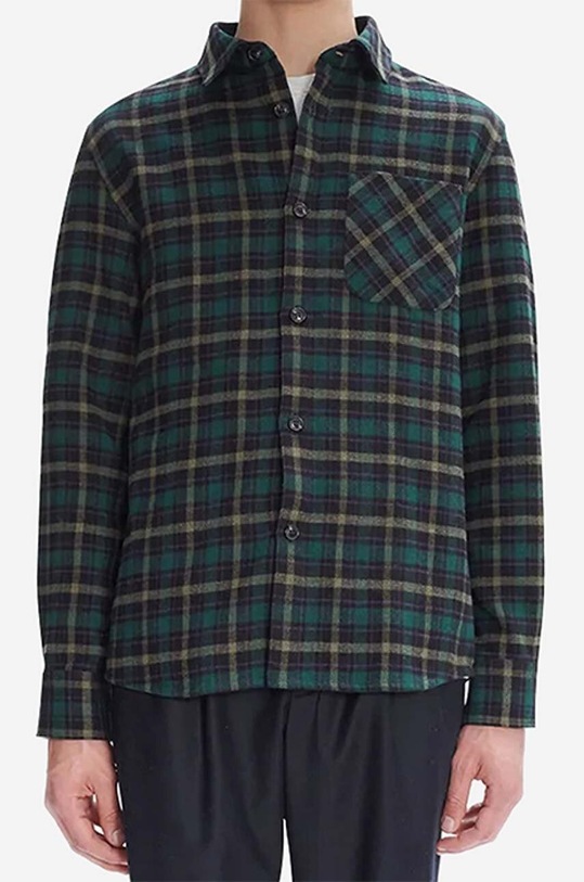 A.P.C. cămașă din lână Surchemise Trek COEZX.H02396 verde