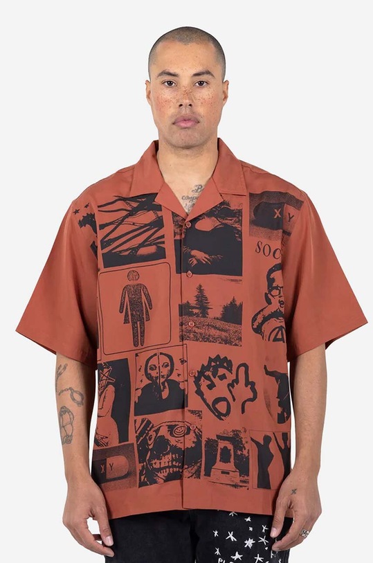 PLEASURES shirt Choices Camp Collar orange P23SP015