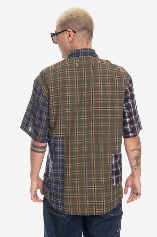 Taikan koszula bawełniana Patchwork S/S Shirt TW0001.OLVPLD brązowy AA00