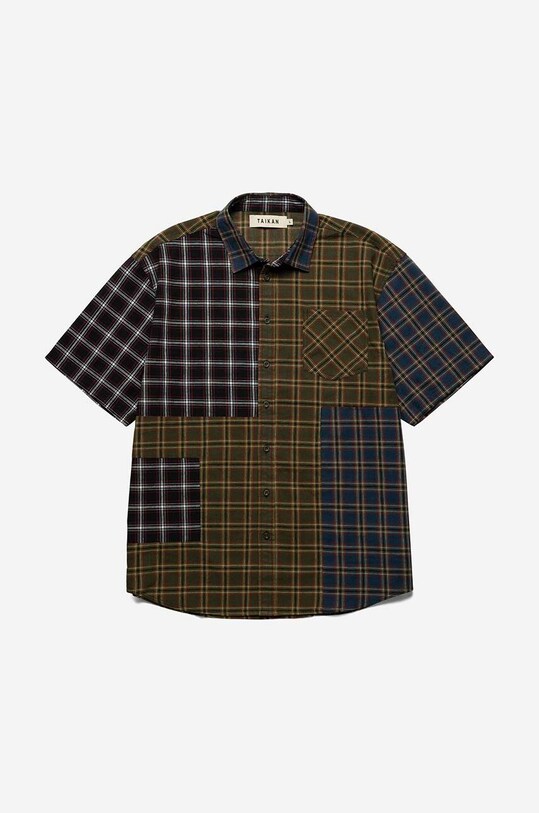 Îmbrăcăminte Taikan cămașă din bumbac Patchwork S/S Shirt TW0001.OLVPLD maro