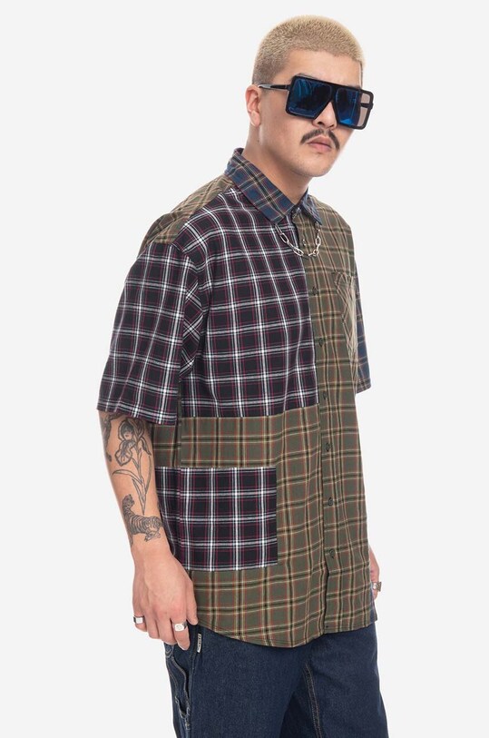 Taikan cămașă din bumbac Patchwork S/S Shirt TW0001.OLVPLD maro
