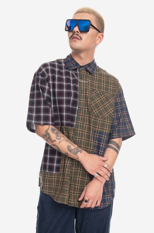 Taikan cămașă din bumbac Patchwork S/S Shirt TW0001.OLVPLD