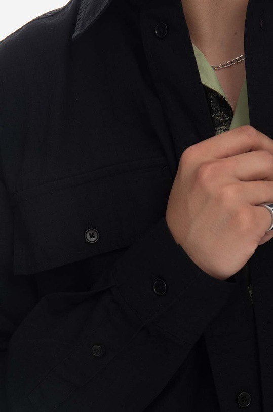 Košile Wood Wood Avenir Crispy Ripstop Shirt 12315311-5276 BLACK 12315311.5276 černá