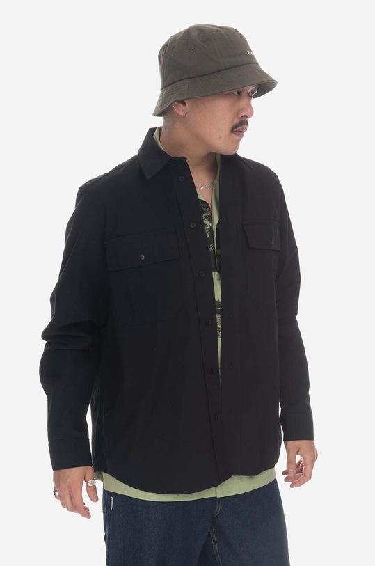 Košile Wood Wood Avenir Crispy Ripstop Shirt 12315311-5276 BLACK 12315311.5276