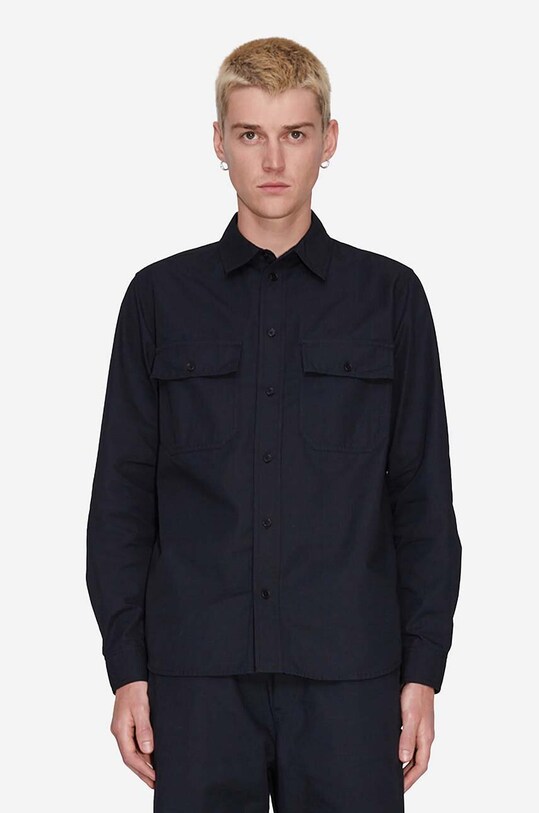Košile Wood Wood Avenir Crispy Ripstop Shirt 12315311-5276 BLACK 12315311.5276