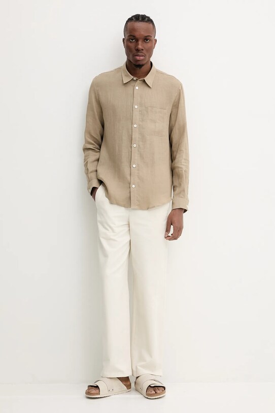 A.P.C. camasa A.P.C. Chemise Cassel LIAEK-H12545 BLACK LIAEK.H12545 verde AA00