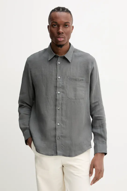 Рубашка A.P.C. A.P.C. Chemise Cassel LIAEK-H12545 BLACK серый LIAEK.H12545