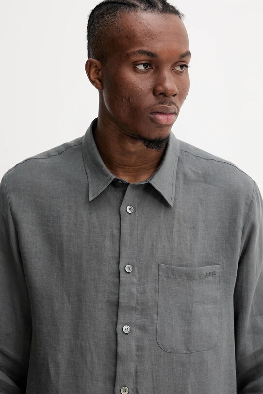 Košile A.P.C. Chemise Cassel LIAEK-H12545 BLACK šedá LIAEK.H12545