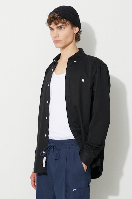 Βαμβακερό πουκάμισο Carhartt WIP Madison Shirt μαύρο I023339