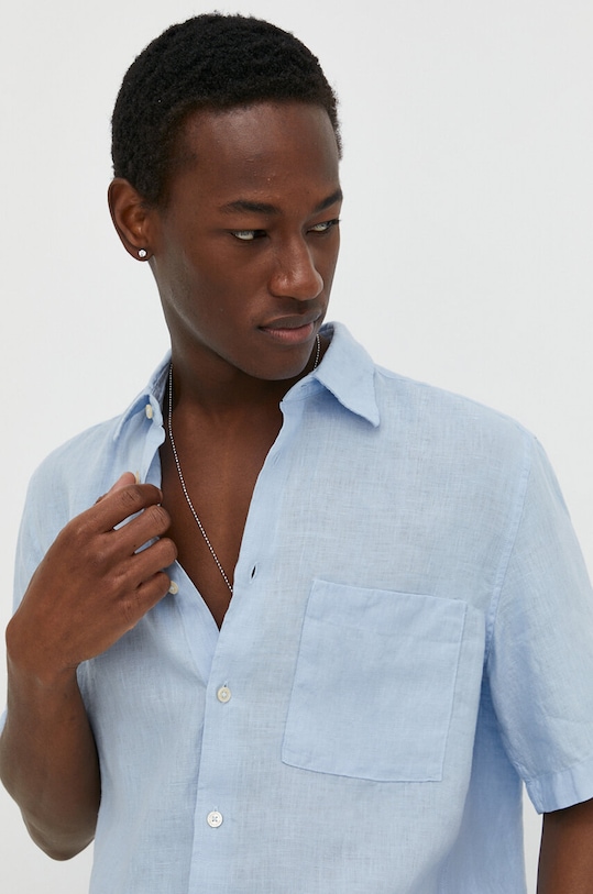 Marc O'Polo koszula lniana regular niebieski M23742841002