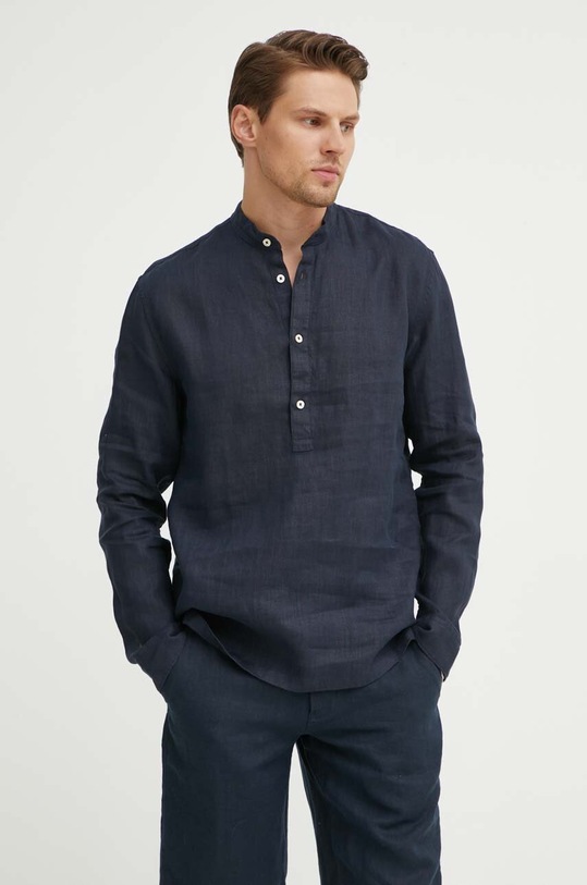 Marc O'Polo koszula lniana M24742842608 granatowy