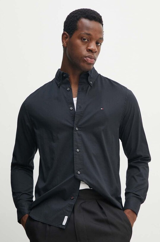 Tommy Hilfiger koszula bawełniana bawełna czarny MW0MW25035