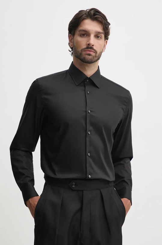 Bavlněná košile BOSS slim černá 50479922