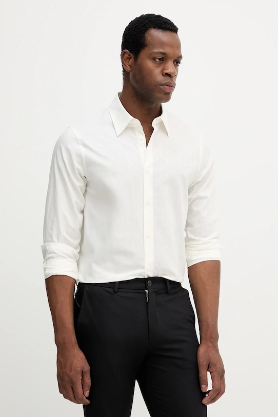 Armani Exchange koszula bawełniana bawełna beżowy XM001587.AF16631.NOS