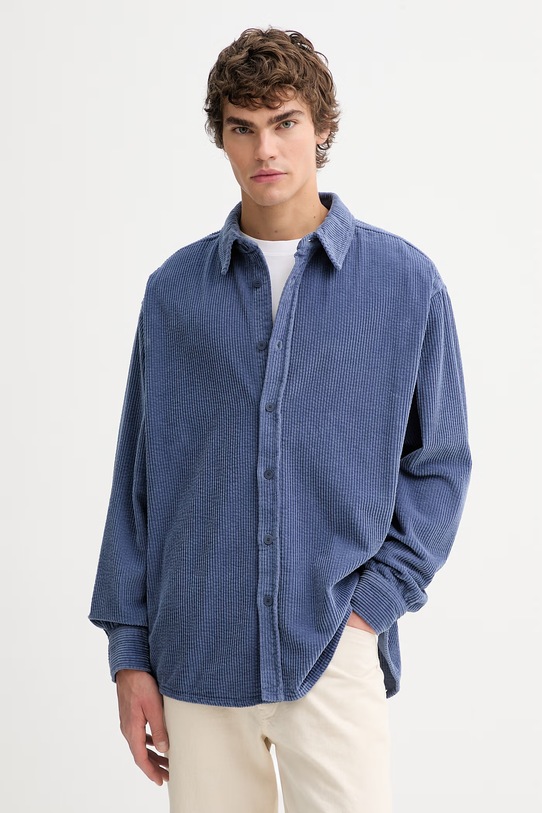 American Vintage koszula sztruksowa bawełna niebieski MPADO06A