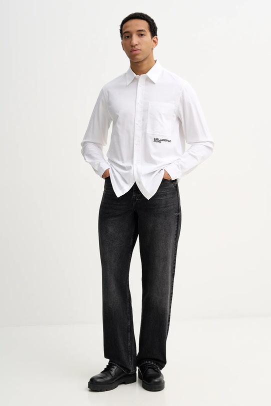 Βαμβακερό πουκάμισο Karl Lagerfeld Jeans A3M16021 λευκό AA00