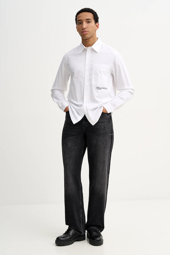 Βαμβακερό πουκάμισο Karl Lagerfeld Jeans A3M16021 λευκό AA00