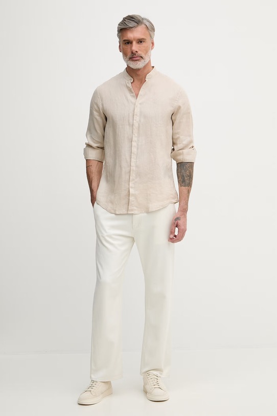 Armani Exchange pánska ľanová košeľa XM001222.AF14619.NOS béžová AA00