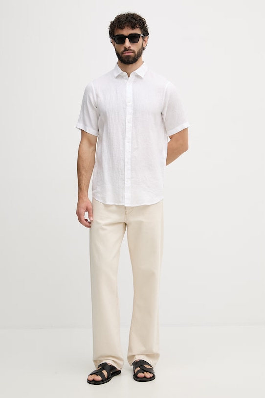 Armani Exchange srajca moška lanena XM001223.AF14619.NOS bela AA00