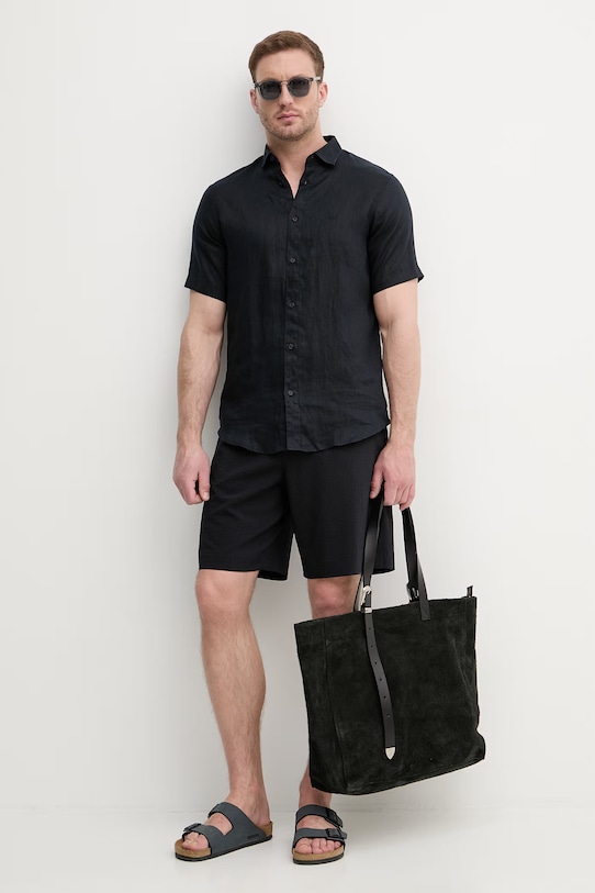 Armani Exchange košile pánská lněná XM001223.AF14619.NOS námořnická modř AA00