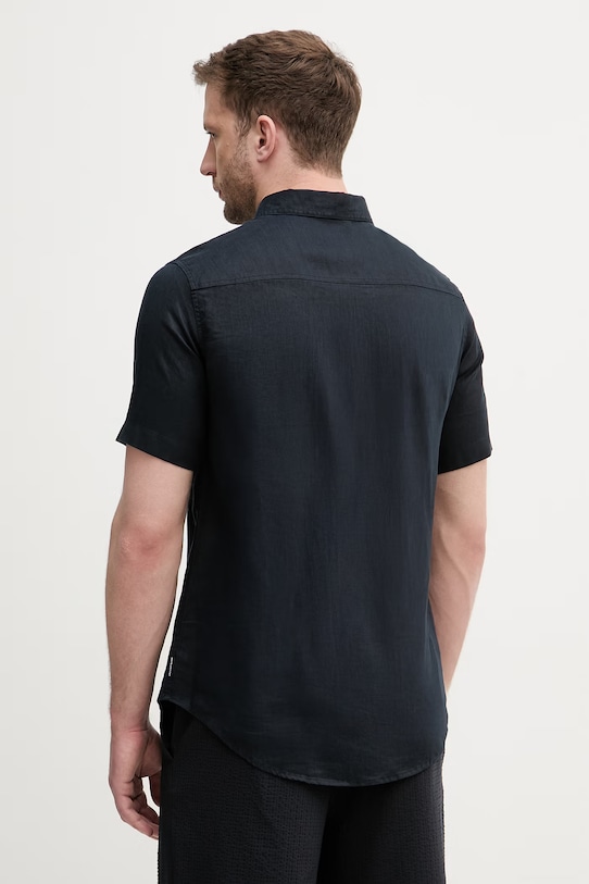 Oblečení Armani Exchange košile pánská lněná XM001223.AF14619.NOS námořnická modř