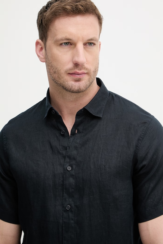 Armani Exchange košile pánská lněná námořnická modř XM001223.AF14619.NOS