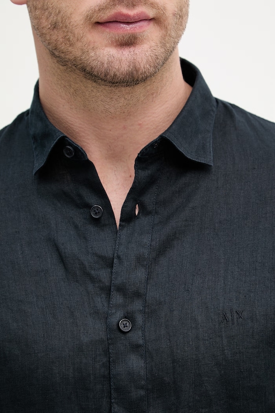 Armani Exchange košile pánská lněná XM001223.AF14619.NOS námořnická modř