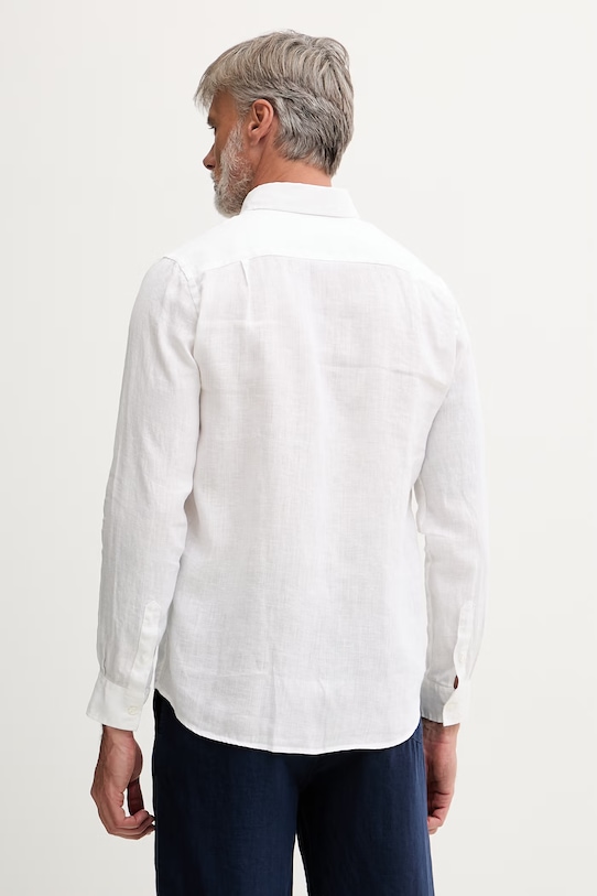 Odzież Vilebrequin koszula męska lniana CAROUBIS CRSD3U00 biały