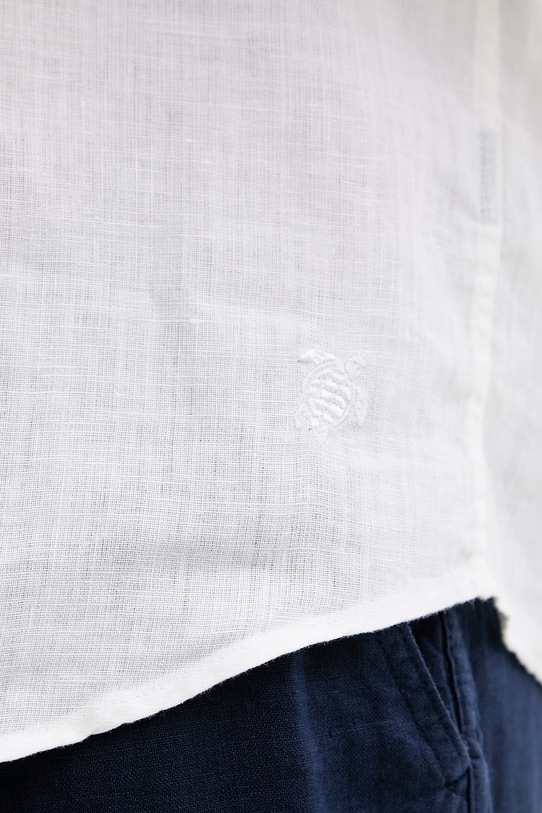 Vilebrequin koszula męska lniana CAROUBIS CRSD3U00 biały