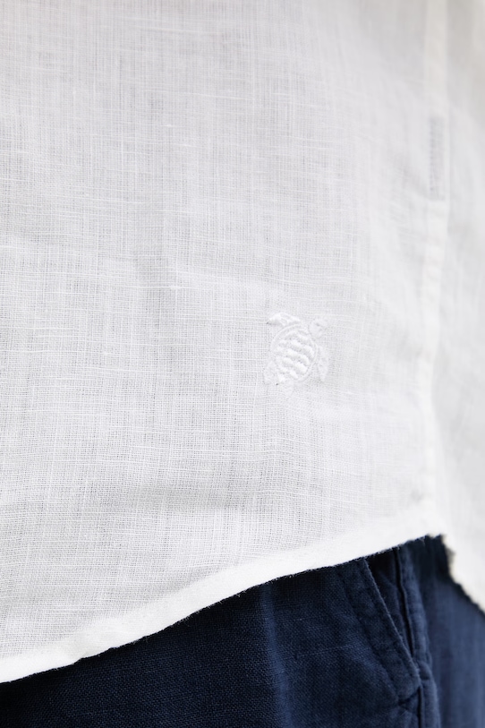 Vilebrequin koszula męska lniana CAROUBIS CRSD3U00 biały