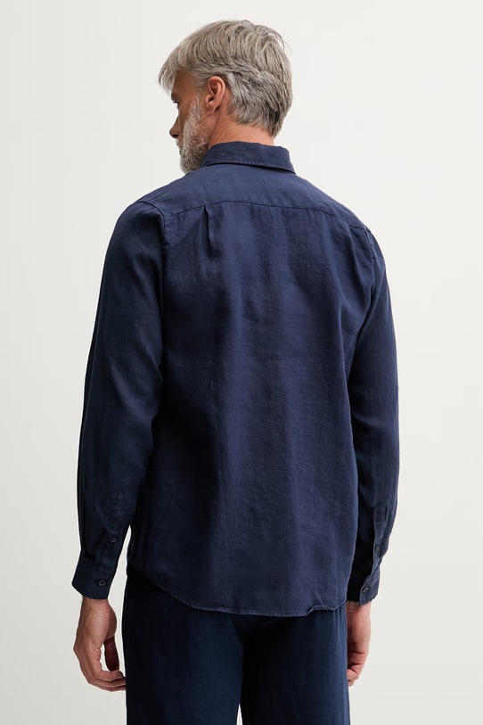 Odzież Vilebrequin koszula męska lniana CAROUBIS CRSD3U00 granatowy
