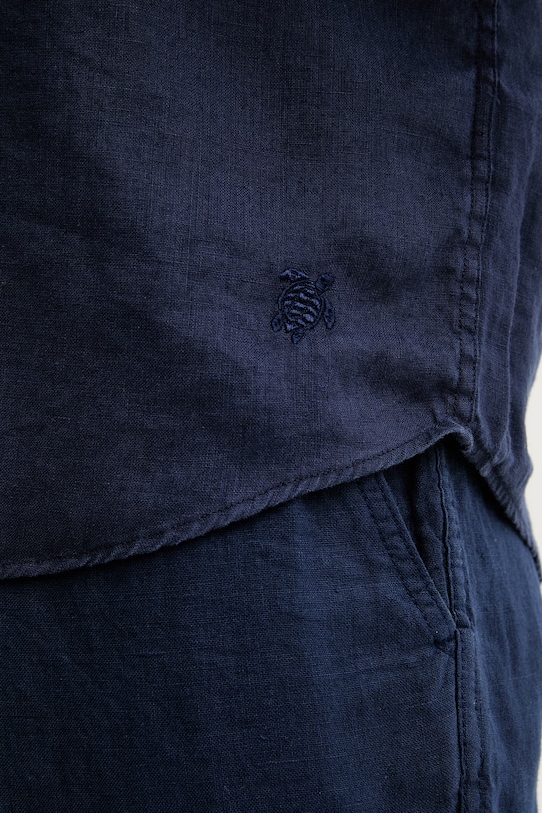 Vilebrequin koszula męska lniana CAROUBIS CRSD3U00 granatowy