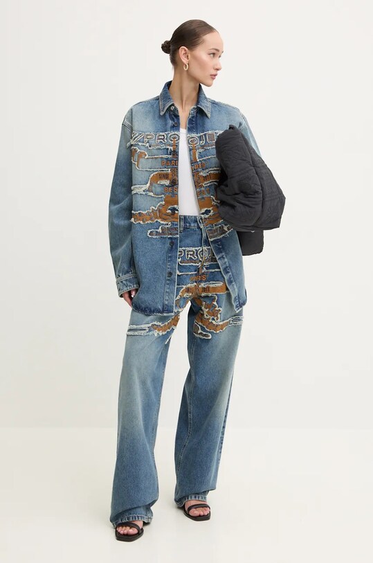 Y/Project denim shirt EVERGREEN PARIS' BEST PATCH DENIM SHIRT 207SI002 blue