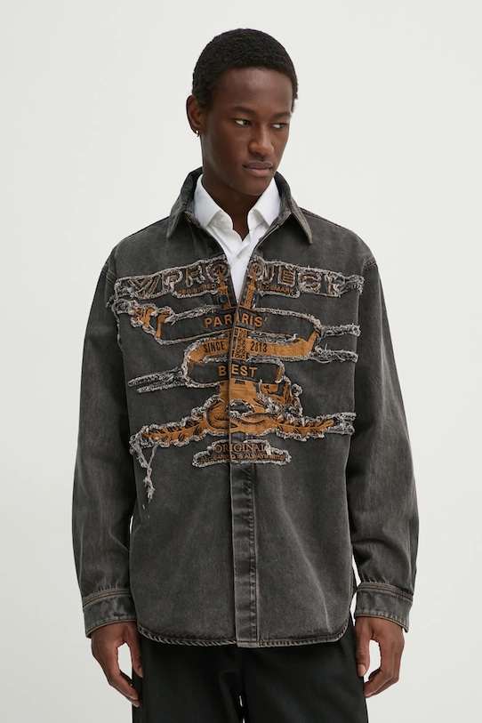 Traper košulja Y/Project EVERGREEN PARIS' BEST PATCH DENIM SHIRT 207SI002 siva AA00
