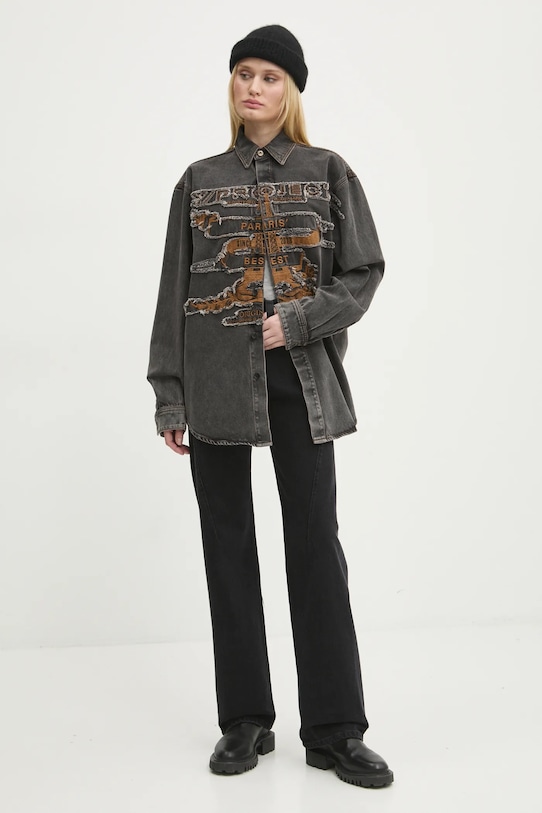 Traper košulja Y/Project EVERGREEN PARIS' BEST PATCH DENIM SHIRT 207SI002 siva
