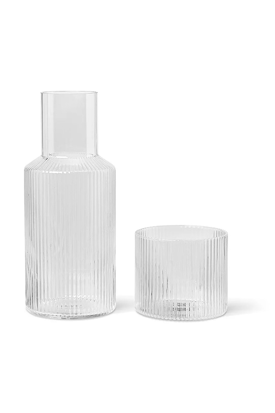 ferm LIVING karafka ze szklanką Ripple Small Carafe Set 500/200 ml transparentny 5447