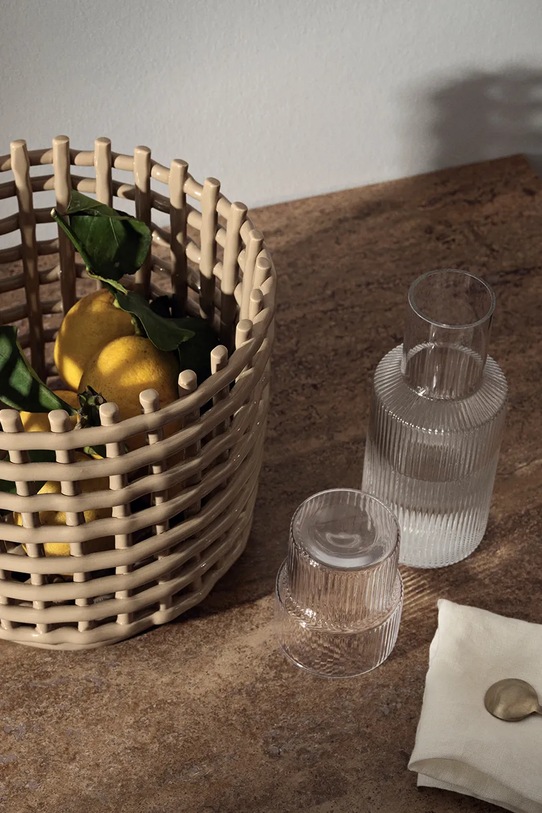 Kuchnia i bar ferm LIVING karafka ze szklanką Ripple Small Carafe Set 500/200 ml 5447 transparentny