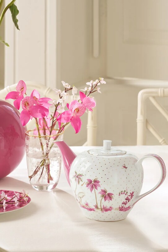 Pip Studio dzbanek do herbaty Jolie Dots Gold Pink 1,6 L biały 51005085