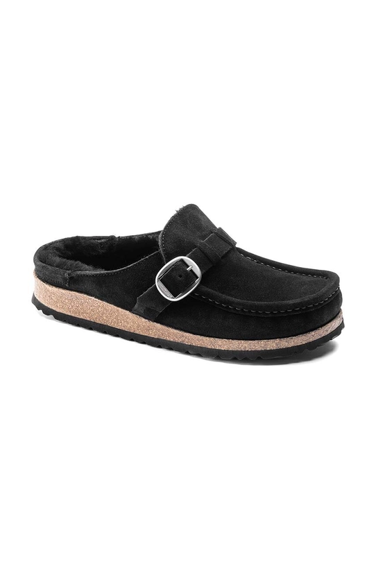 Birkenstock klapki zamszowe Buckley Shearling 1018126 czarny AA00