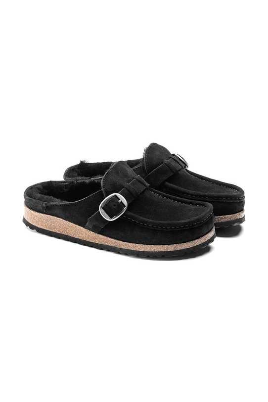 Birkenstock klapki zamszowe Buckley Shearling czarny 1018126