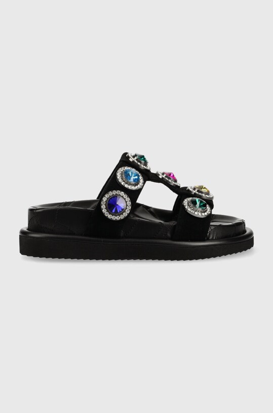 Кожаные шлепанцы Kurt Geiger London Orson платформа чёрный 9107100209.BLACK