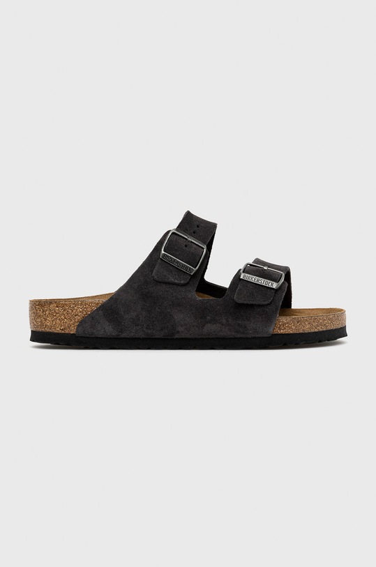 Birkenstock klapki zamszowe Arizona SFB szary 552321.GRAY